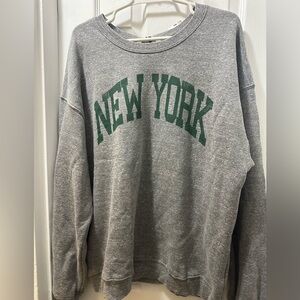 Daydreamer Gray and Green New York Crewneck Sweater New